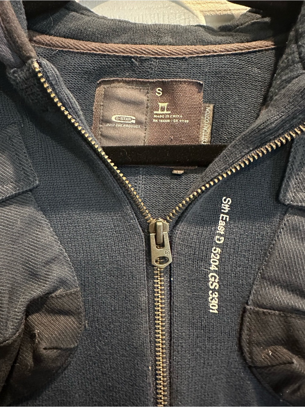 G-Star Raw Navy Zip-Up Hoodie with Metal Zipper - Picture 2 of 6